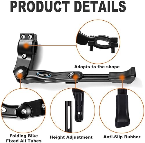 Cavalletto per Bici, Regolabile Alta qualità Alluminio Lega Cavalletto Laterale per 24”-28” Mountain Bike, Bici da Strada, Biciclette, MTB Bici - Ysert