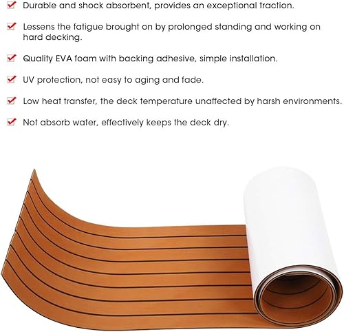 Pavimento per Barca in Schiuma Eva, Pavimento per Barca in Mare Finto Teak Autoadesivo, Tappetino per Ponte Marino per Barca a Motore Camper Yacht Kayak Tavola da Surf - Ysert