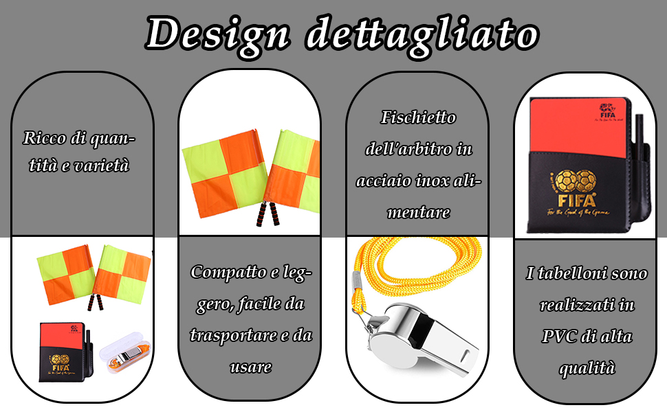 Kit Arbitro Calcio, Cartellini Arbitro Calcio Set con PVC Carta Giallo-Rossa Cordino per Fischietto