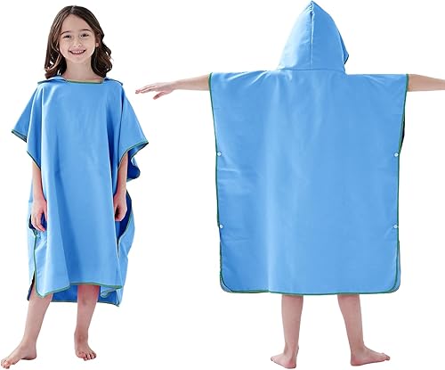 Bambini Swim Poncho Surf Poncho Asciugamano con Cappuccio, Robe da Bagno Towel in Microfibra Assorbente, Accappatoio per Surf Viaggi Campeggio Piscina Spiaggia, Blu Navy - Ysert