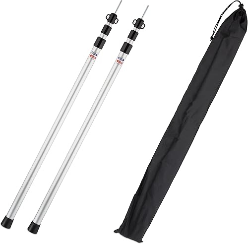Relaxdays Pali Telescopici per Tende da Campeggio, Set da 2, Aste Regolabili in Altezza da 93 a 230 cm, Argentato - Ysert