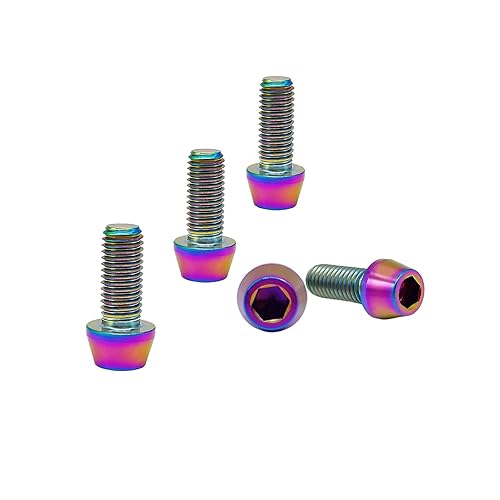 RISON-Titanium Bici Stelo Bulloni in Titanio M5x0.8x40mm, 5pcs Viti per Attacco Manubrio Bicicletta, Vite a Testa Conica Viti Fisse per Stelo Bici, Vite di Fermo Vite per Gambo per MTB/Bici da Strada - Ysert