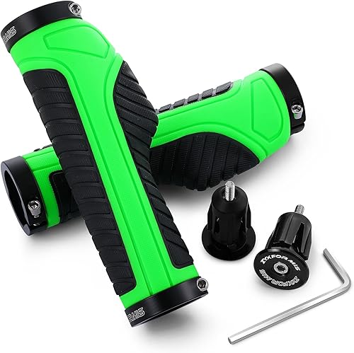 Manopole Manubrio Bici, Impugnatura per Bicicletta Ergonomiche, Impugnature MTB Antiscivolo in Gomma con Doppio Chiusura in Alluminio - Ysert