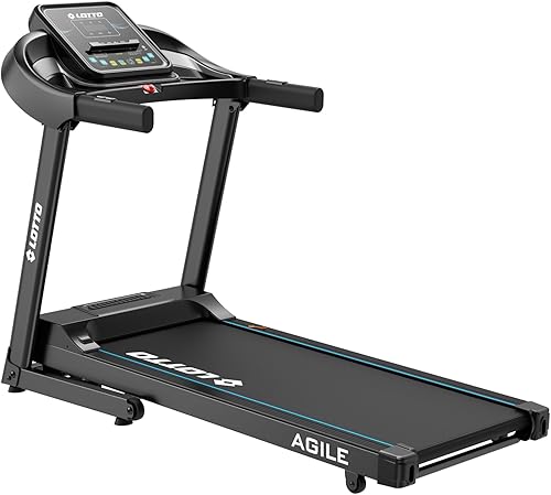 LOTTO Agile,Tapis roulant elettrico pieghevole, max 2.5 CV,max.100kg,Bluetooth,Spax/Kinomap/Zwift,inclinazione automatica,computer LED,1-10 km/h,120x40 cm, 12 programmi, chiave di sicurezza - Ysert