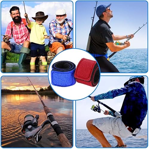 EIHI12 pezzi cinghie elastiche per canne da pesca cinghie elastiche regolabili per fissare canne da spinning, canne da alimentazione, protezioni per canne (rosso blu) - Ysert
