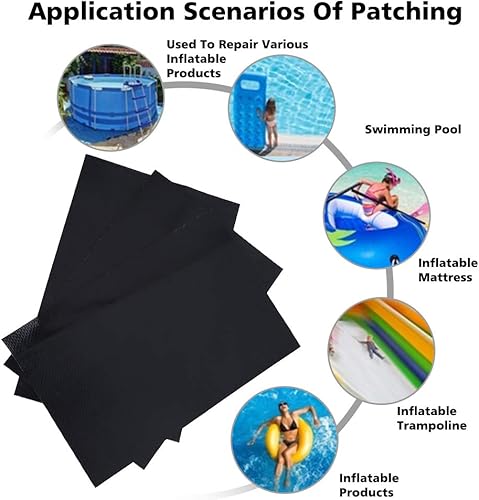 Kit Patch Riparazione Gonfiabile in PVC, Kit Riparazione Kayak Kit Riparazione Colla Kit Secchio Container Sostituzione per gommone Barca Gonfiabile Canoa 6 Pezzi (Nero) - Ysert