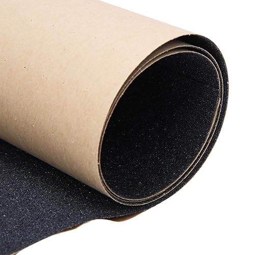 Foglio di nastro adesivo per skateboard da 9 'x 33', carta vetrata nera per scooter antiscivolo e traspirante per rollerboard, scale, pistola, pedale, pistola, sedia a rotelle, gradini - Ysert