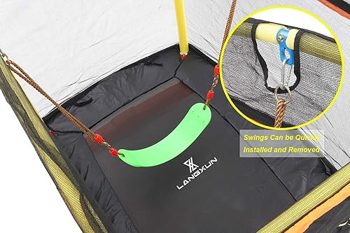 Trampolino Quadrato Con Scivolo E Scala Per Arrampicarsi, Include Rete Di Sicurezza, Tappetino, Altalena, Trampolino Da Giardino Per Uso Interno Ed Esterno, Regalo Di Compleanno Per Bambini - Ysert