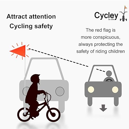 Jortmrd Gagliardetto per Bicicletta, 150 cm Bandiera per Bicicletta di Sicurezza per Bambini, Regolabile Bandiera Bicicletta Bambini (Rosso) - Ysert
