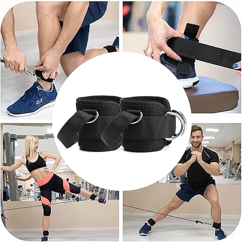 2 Pezzi Cavigliere Cavi Palestra Cinghie alla Caviglia per Il Fitness Cavigliere Cavi Palestra Cavigliere Sportive con Anelli a D Ankle Strap per Allenamento delle Gambe - Ysert