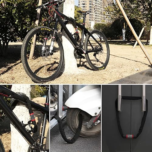 Lucchetto Bici Catena,100cm Catena Bicicletta Antifurto,Lucchetto Bici Combinazione a 5 cifre, di lunghezza lucchetto bicicletta antifurto,per biciclette, e-bike, moto e altre applicazioni - Ysert