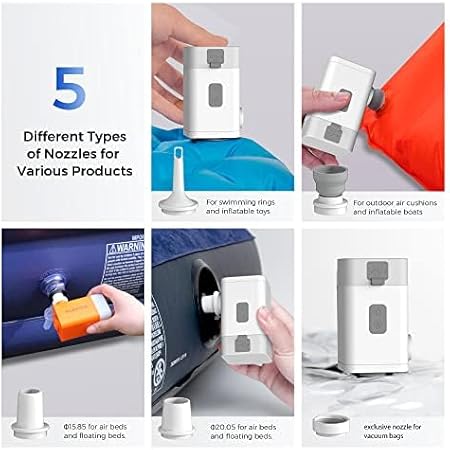 FLEXTAILGEAR MP2Plus Mini pompa ad aria elettrica con batteria ricaricabile e lanterna da campeggio per materassino ad aria, materasso ad aria, galleggiante per piscina, giocattolo gonfiabile - Ysert