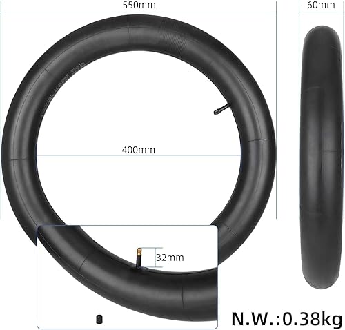 Camera d'aria 20 x 4.0 per ruote Fat Bike con valvola Schrader diritta, compatibile con biciclette elettriche da 20 pollici, gomma butilica (confezione da 2), 20-INN-TB-FT-TR - Ysert