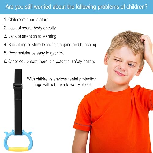 Set di anelli da ginnastica per bambini, per la casa, per bambini, anelli da ginnastica, anelli da ginnastica, anelli da ginnastica, anelli da allenamento, cinghie regolabili, anelli da allenamento - Ysert