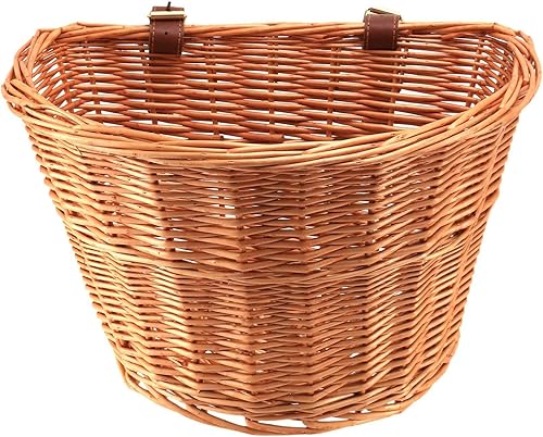 Cestino Anteriore Retro, Fatto a Mano, Bicicletta di Vimini Cinghie di Cuoio - Ysert