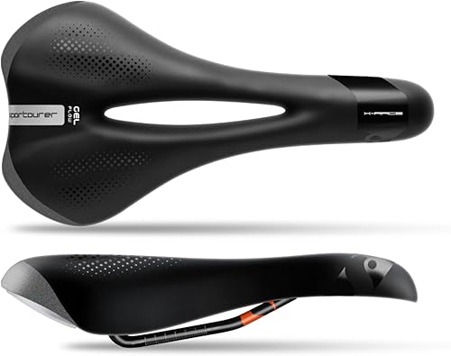 by Selle Italia X-RACE - Sella Bici in Gel, Sella per Bicicletta Morbida Ampia, Uomo Donna Sellino, Traspirante Ergonomica per Biciclette da Strada - Nero - Ysert