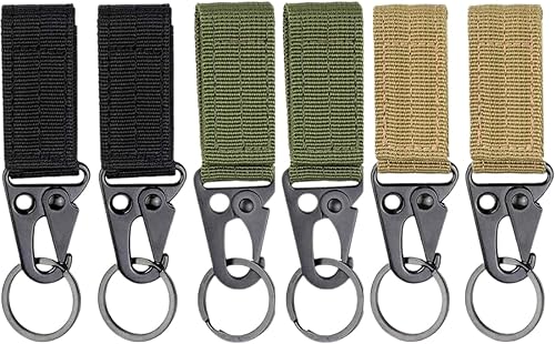 Cintura Portachiavi Gancio, 6 pezzi Moschettone da Appendere Tattico, Guanti Tattici Multiuso da Esterno Corda da Arrampicata Fibbia per riporre Portachiavi per Zaino Campeggio Escursione - Ysert