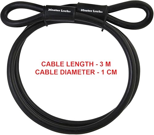 Master Lock 49EURD Cavo con Passanti Acciaio Intrecciato, Nero, 3 m - Ysert