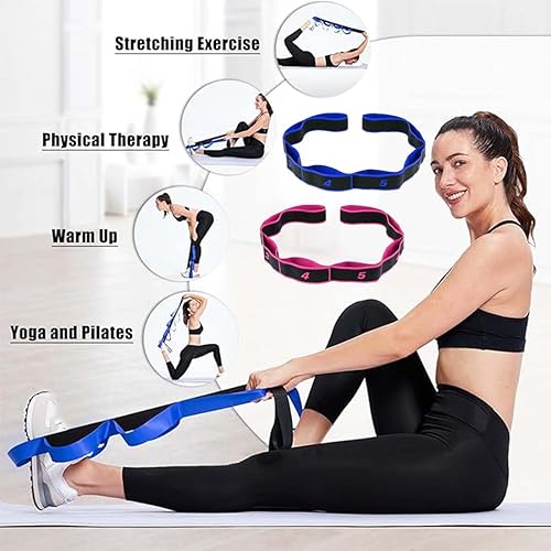 2 Pezzi Elastico Fasce di Resistenza, Yoga Stretching Band, Elastico Fasce di Resistenza per Pilates, Fitness, Stretching, Allenamento, Danza,Cinghia regolabile per yoga - Ysert