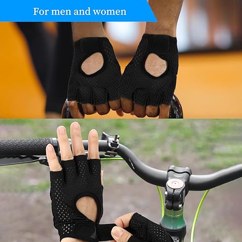 1 Coppia Nero Guanti Palestra Mezzo Dito Uomo, Durevole Guanti da Fitness Traspiranti, Mezze Dita Guanti Palestra Antiscivolo Per Sollevamento Pesi, Ciclismo e Sport All'Aperto - Ysert