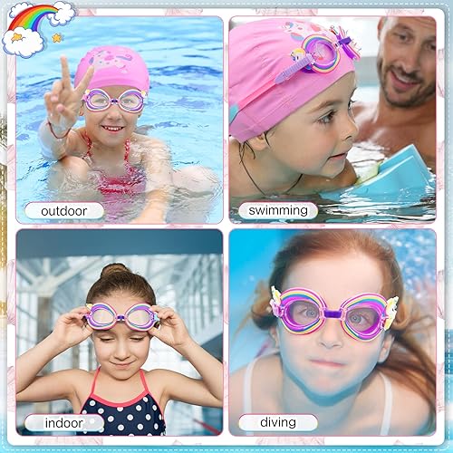 Cuffia da Nuoto per Bambini Occhialini Regolabili Cappello da Nuotare Elastico Occhiali da Nuoto Antiappannamento di Protezione UV per Ragazzi di 3-15 Anni, 2 Pezzi in Totale - Ysert