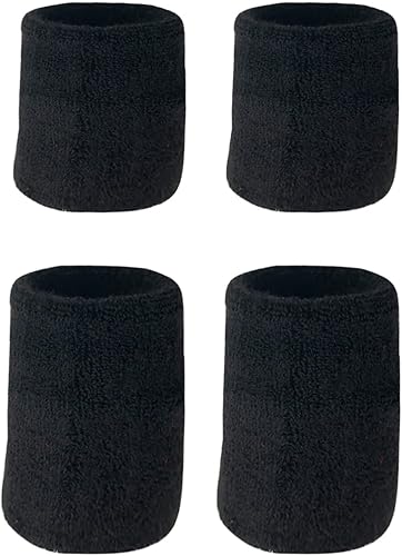 2 Paia Polsino Sportivo Sport Sweatband Polsino Morbido Addensato Polso in Cotone Atletico Elastico Braccialetto per Uomo Donna - Ysert