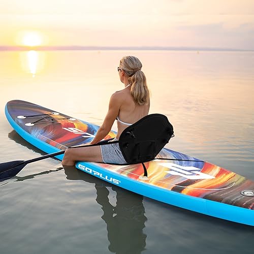 COSTWAY SUP Gonfiabile 320 cm Adulti, Stand Up Paddle Gonfiabile con Pagaia Regolabile, 9 Anelli a Forma di D, Zaino, Pompa, Cordino, Sedile e Triple Pinne, Carico 150 kg, 320 x 76 x 15 cm - Ysert