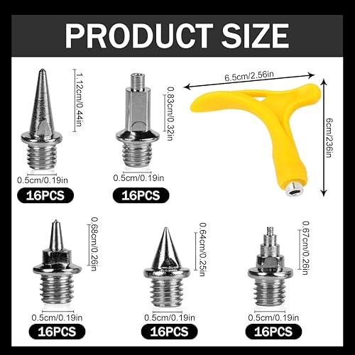 80 pezzi di ricambio per chiodi da pista e campo, 5 tipi di chiodi per scarpe sportive, aggiungi estrattore per chiodi, pezzi di ricambio per chiodi da pista e campo, chiodi per scarpe sportive - Ysert