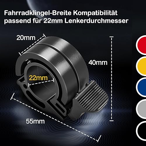 Campana della bicicletta, in lega di alluminio Mini Campana della bicicletta 100db Bell Loud, nuovo aggiornamento doppio anello della campana Loud e più lungo, 22-24 mm Manubri - Ysert