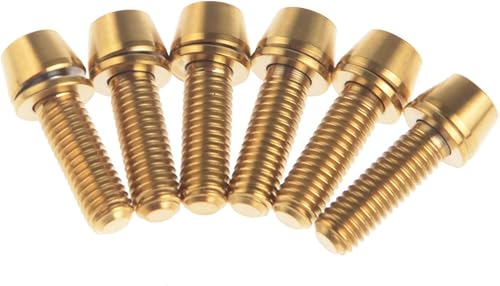 Titanio Gr5 M5 x 16 mm Testa conica a brugola Vite con rondella per Attacco Manubrio, Confezione da 6, Gold - Ysert