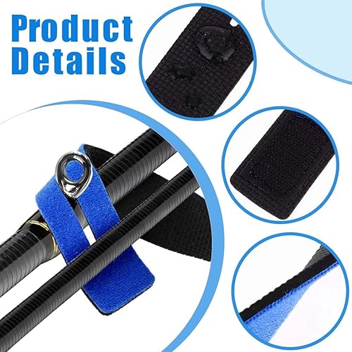 EIHI12 pezzi cinghie elastiche per canne da pesca cinghie elastiche regolabili per fissare canne da spinning, canne da alimentazione, protezioni per canne (rosso blu) - Ysert