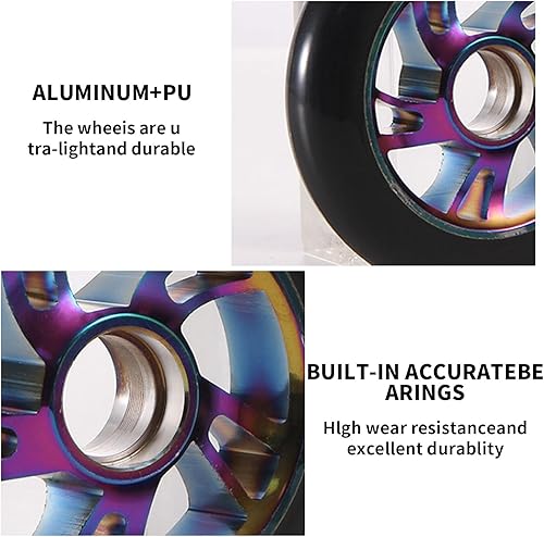 2 ruote per monopattino, ruota freestyle 100 mm, ruote di ricambio per monopattini, ruota monopattino con cuscinetti ABEC 9 per la maggior parte dei monopattini e monopattini - Ysert
