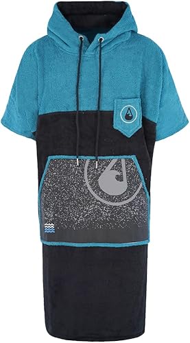 Poncho Uno Surf Poncho 60% Viscosa in Bambù e 40% Cotone per Corpi di 175-205 cm Aiuto Spogliatoio per Nuoto Spiaggia Surf Poncho Doccia per Donna Uomo Adulto, nero/blu, X-Large - Ysert