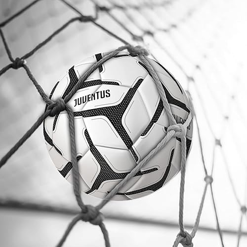Pallone da Calcio Ufficiale Juventu Bianconeri Mondo in cuoio Ø cm 23 gr 300 - Misura 5 + Portachiave calcio - Ysert