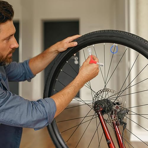 Set di 9 Attrezzi per Raggi della Bicicletta, Chiave Raggi Bici, Strumenti per Biciclette Set di Chiavi per Raggi, Tiraraggi Bicicletta, Tira Raggi Bici, Tira Raggi Regolazione dei Cerchioni 10-15G - Ysert
