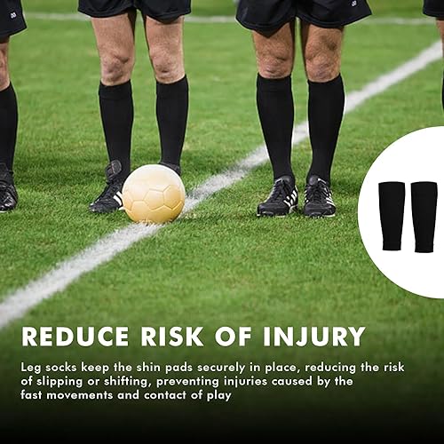 6 Pizze di Calzettoni Parastinchi Anti-Scivolo per Calcio – Alta Qualità, per Bambini e Adulti, Nero - Ysert