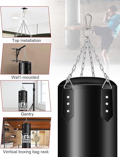 Sacco da Boxe per Adulti Appendere, Non Riempiti Sacchi da Boxe 120cm per Kickboxing Muay Thai Karate Judo Taekwondo MMA Punching Bag - Ysert