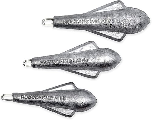 Set 3 Pezzi piombi Surf Casting Roccobomb Fisso con Anello Inox - Ysert