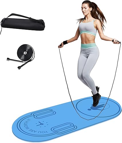Jump Rope Mat,Fitness Exercise Mat Knees Protection Impact Absorption Jumping Rope Mat Non-Slip for Home Gym(140cm*62cm*8mm) - Ysert