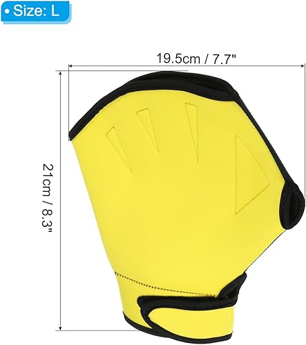 PATIKIL Guanti da Nuoto Palmati, Guanti da Nuoto Unisex Accessorio per Allenamento Resistente All'Acqua per Nuoto e Immersioni, Gialli, Taglia L - Ysert