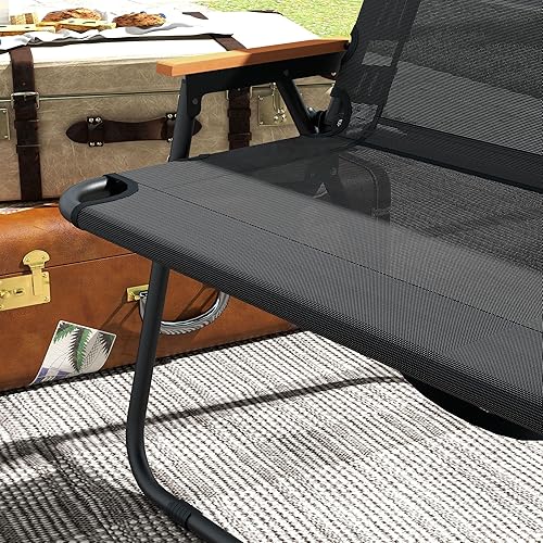 Outsunny Sedia da Campeggio Doppia 2 Posti, Divanetto Pieghevole in Acciaio e Tessuto Oxford Traspirante, 108x65x73 cm, Nero - Ysert