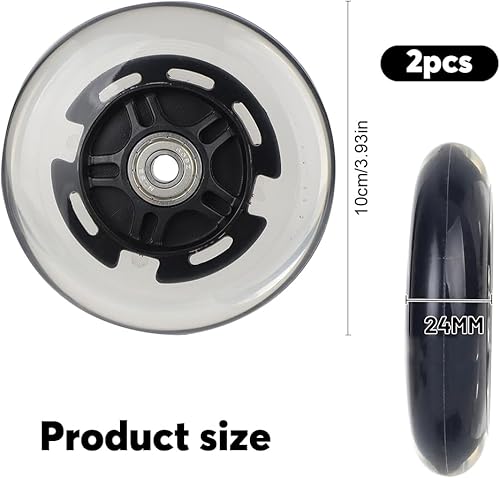 2 PCS Ruote Luminose LED, 100 mm Ruote Luminose per Monopattino Ruote Luminose per Scooter con Cuscinetti ABEC-9 per Tutti i Tipi di Scooter con Pneumatici da 100 mm - Ysert