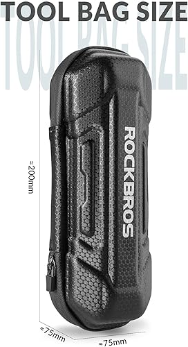 ROCKBROS Kit Riparazione Borsa per Accessori Bicicletta, Strumento Multifunzionale Atrezzo Portatile per Viaggio, Mini Pompa Nera - Ysert