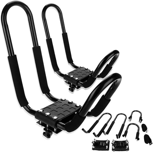 1 paio di barre a J per kayak, supporto per canoa, supporto per il trasporto su rotaia per auto, accessorio per il carico, staffa resistente, universale - Ysert