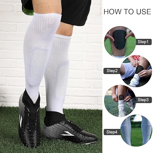 Parastinchi da calcio,2 pezzi di parastinchi ultraleggeri in finta fibra di carbonio, parastinchi da calcio e inserti traspiranti (11,5 * 8 cm) - Ysert