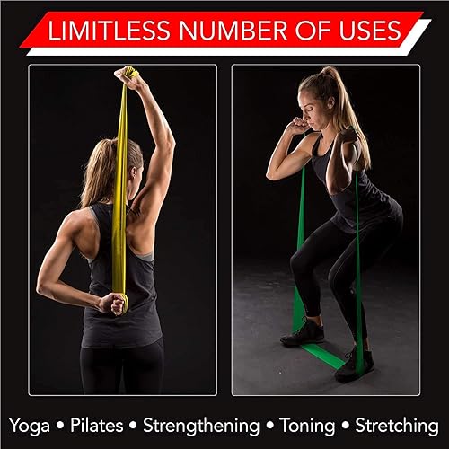 THERABAND Set di fasce di resistenza, fascia elastica professionale senza lattice per esercizi della parte superiore e inferiore del corpo, allenamento della forza, terapia, pilates, riabilitazione, - Ysert