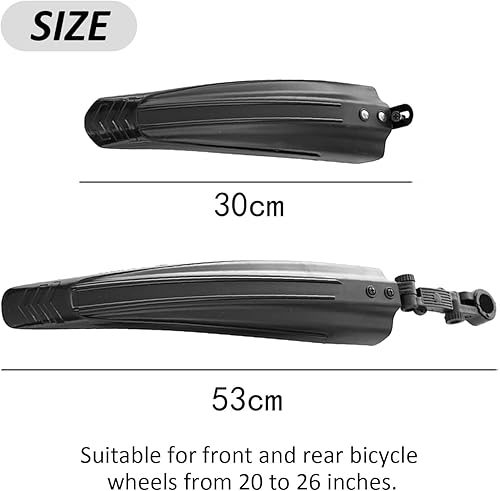 Set di 2 parafanghi neri per bicicletta, parafanghi in plastica, accessori per bicicletta, parafanghi per mountain bike - Ysert