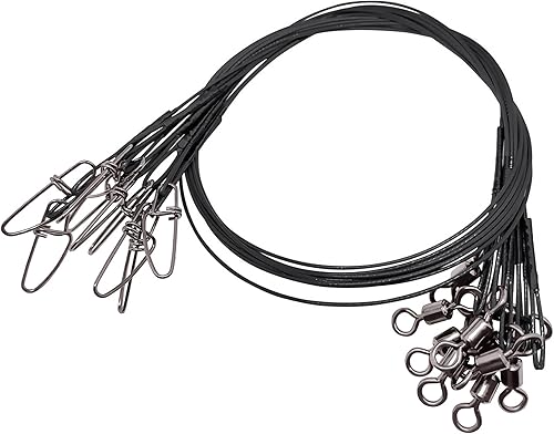 Terminale Filo da Pesca Leaders Girevoli Lenze in Acciaio Inox con Girella Leader Filo Rig Connettore a Scatto 20pcs 20inch 120lbs - Ysert