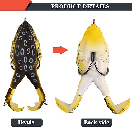 3 pezzi di rana da pesca,9 cm Esche per rana doppia elica,Esca artificiale morbida rotante a 360 °,Esca per la Pesca della Rana in Silicone,Esche Rana,per la pesca all'aperto - Ysert