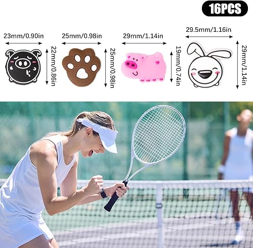 Ammortizzatore per Racchetta da Tennis 16 Pezzi Antivibrazione Tennis Animali Racchetta Badminton Ammortizzatori in Silicone Accessori per Racchetta da Tennis per Badminton Racchetta da Squash - Ysert